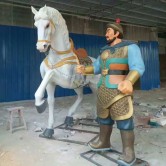 玻璃钢古代历史人物牵马雕塑