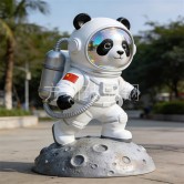 破圈出圈！玻璃钢熊猫旅航员雕塑，解锁国潮艺术与航天美学新范式