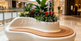 商业空间提质爆款｜商场专用玻璃钢花池坐凳 塑木座面舒适耐用 厂家定制生产