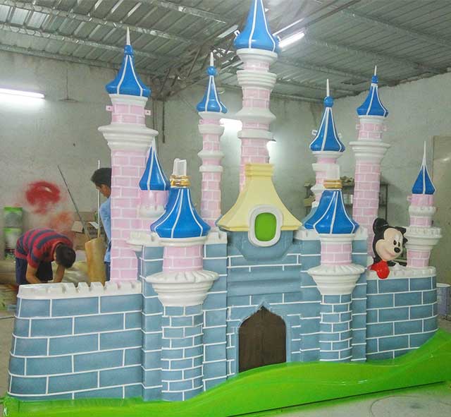 玻璃钢城堡美陈雕塑 玻璃钢城堡美陈雕塑