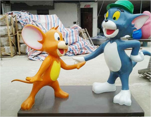 玻璃钢卡通猫和老鼠雕塑